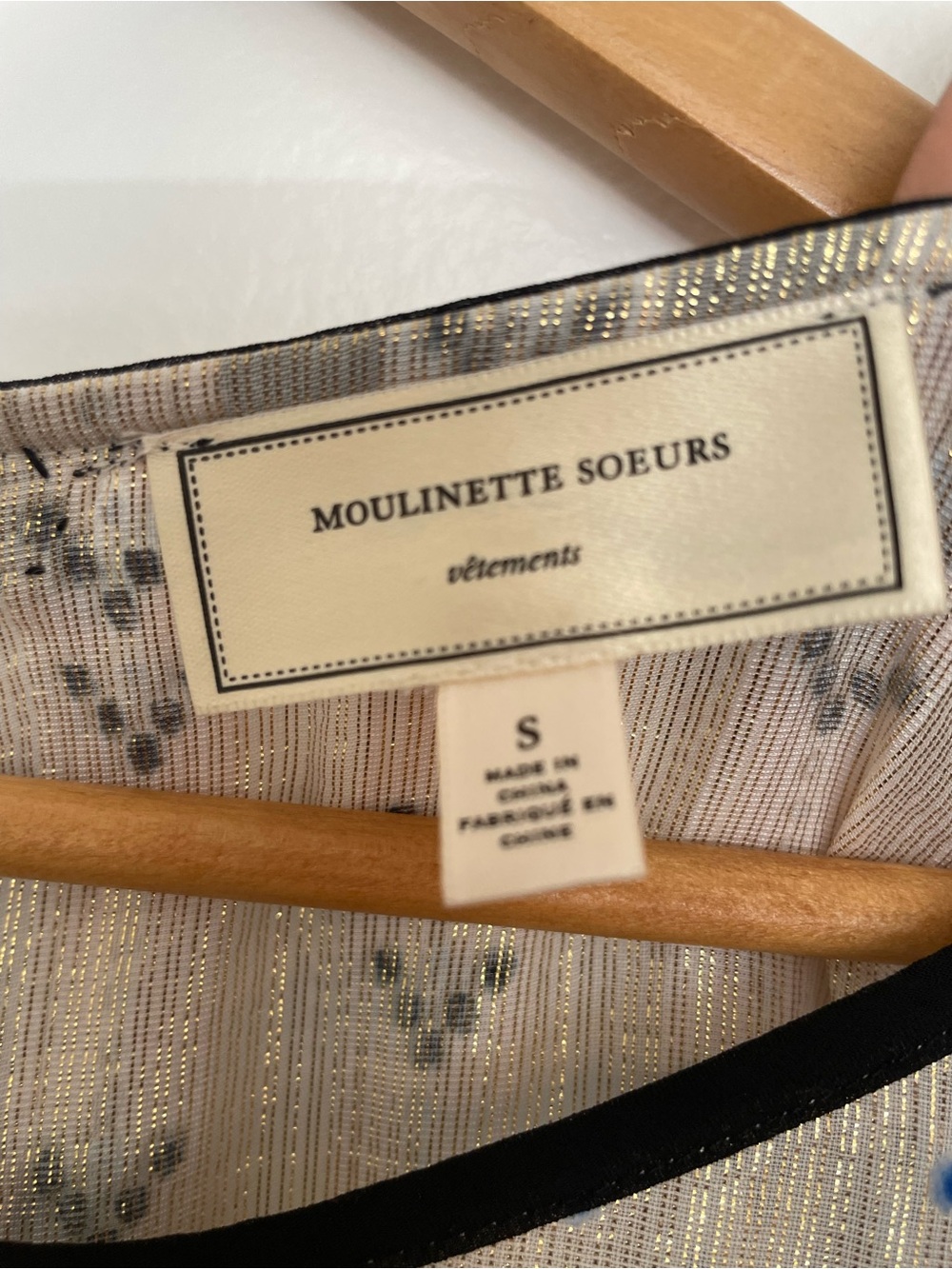 Anthropologie Shimmering Gold Delicate Stitched Moulinette Soeurs Blouse Small - Picture 5 of 7